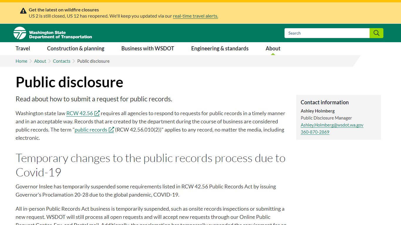 Public disclosure | WSDOT