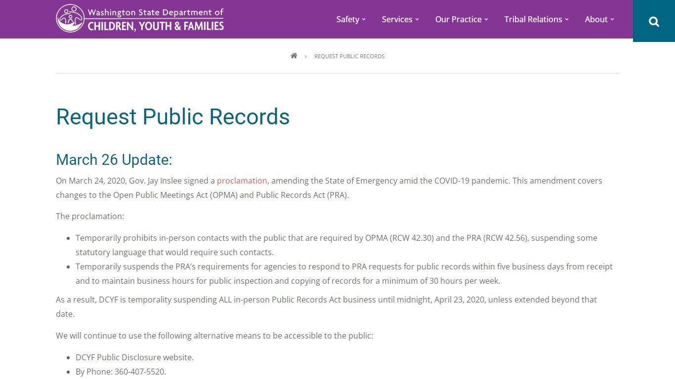 Request Public Records | Washington State Department of Children, Youth ...